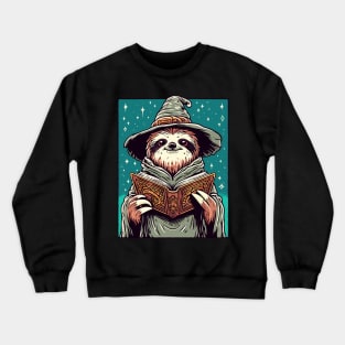 Retro Sloth Wizard Crewneck Sweatshirt